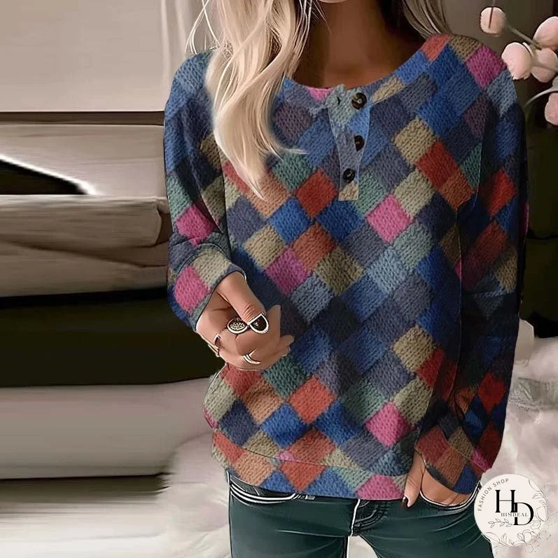 Vintage Colourful Plaid Sweatshirt