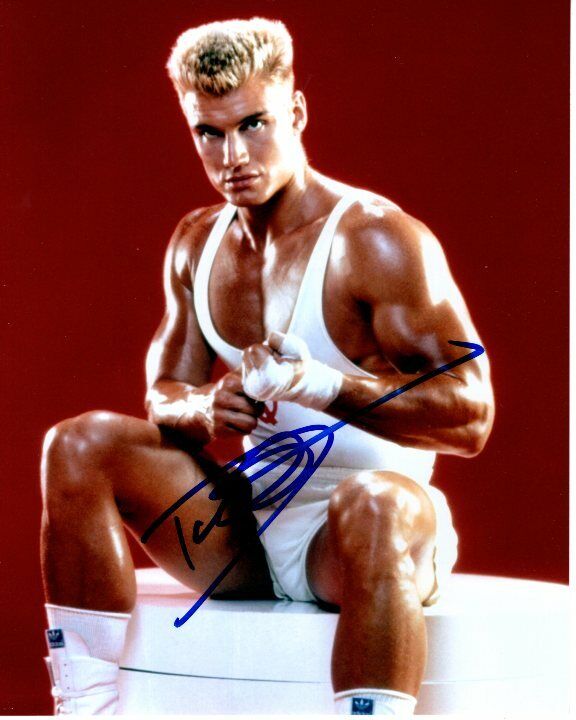 DOLPH LUNDGREN Signed Autographed IVAN DRAGO 8x10 Photo Poster painting