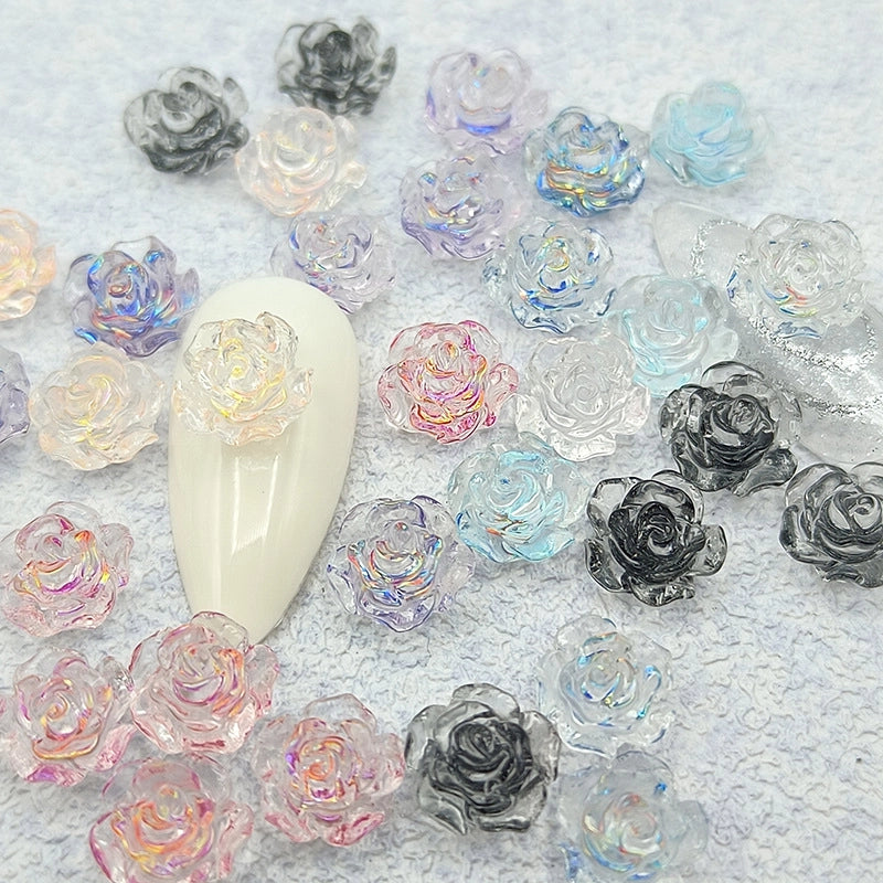 Sequin Nail Camellia Ornaments Ice Through Rose Nail Decorations DIY Three-dimensional Nail Accessories