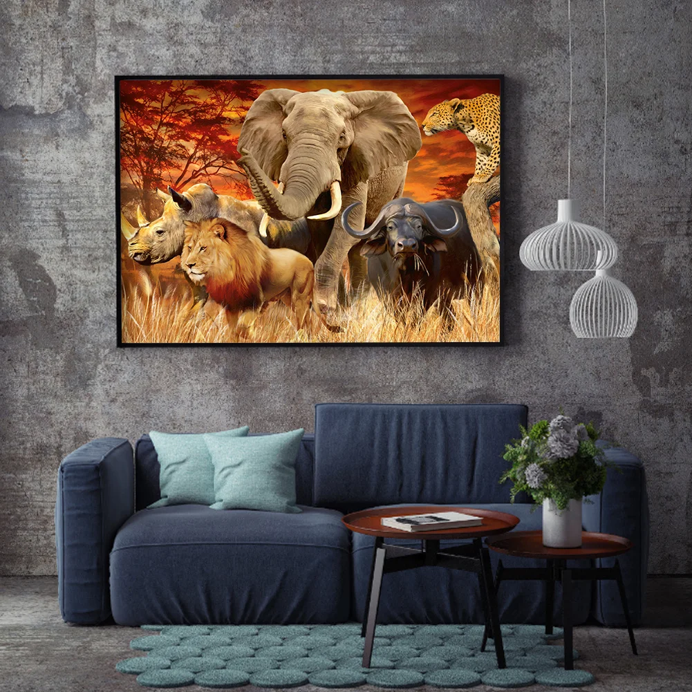 Diamond Painting - Full Round Drill - Jungle Animals(60*40cm)