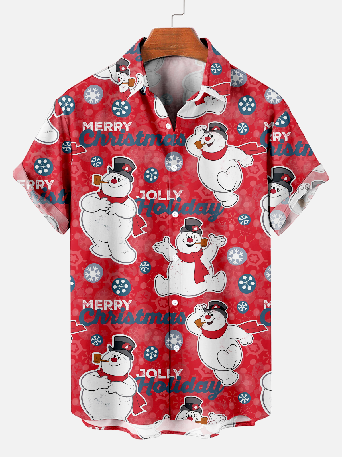 Men's Christmas Snowman Frosty Print Shirt PLUSCLOTHESMAN