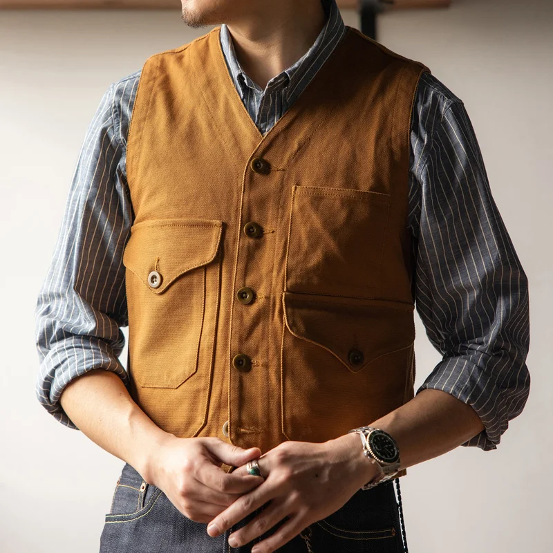 American Vintage Canvas Hunting Multi-pocket Waistcoat