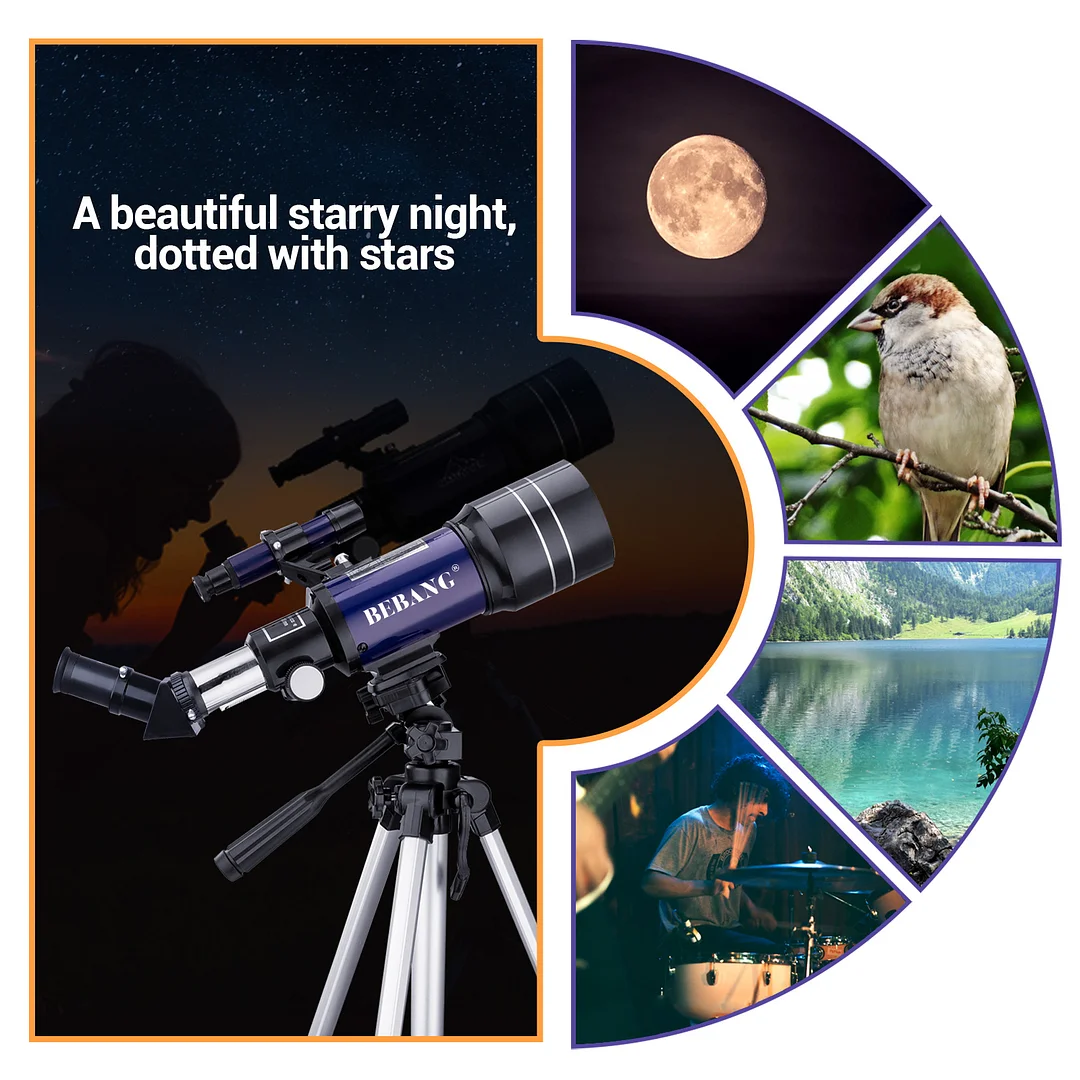 BEBANG Telescope for Astronomy, 70mm Professional Refractor Telescope for Kids Adults Beginners, Portable Telescope with Tripod