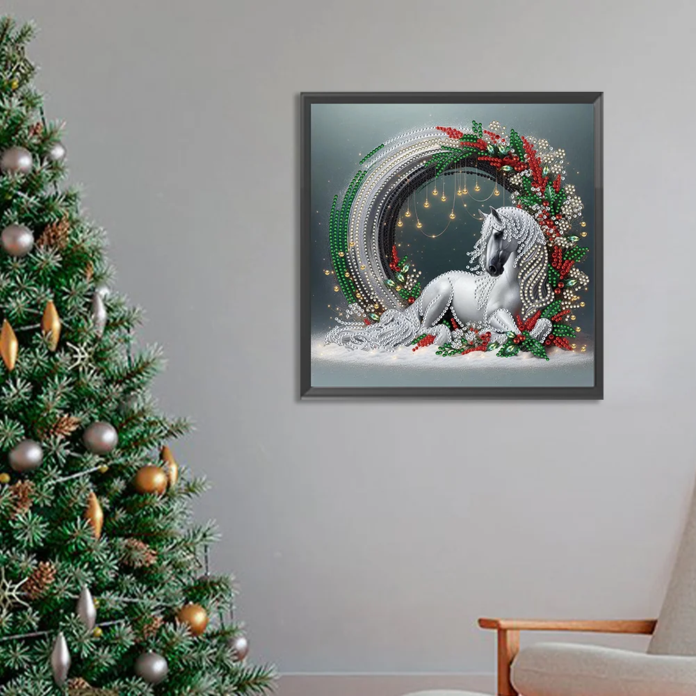 Diamond Painting - Partial Special Shaped Drill - Flower Horse(Canvas|30*30cm)