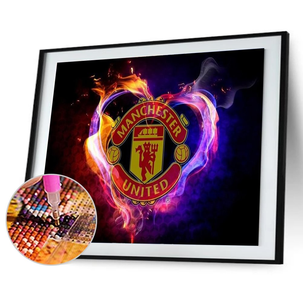 Manchester United Logo 60*40cm(canvas) full round drill diamond painting