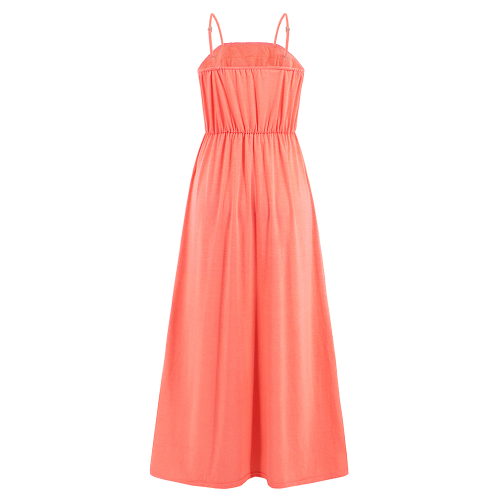 Pink Spliced Lace Trim Spaghetti Straps Dress