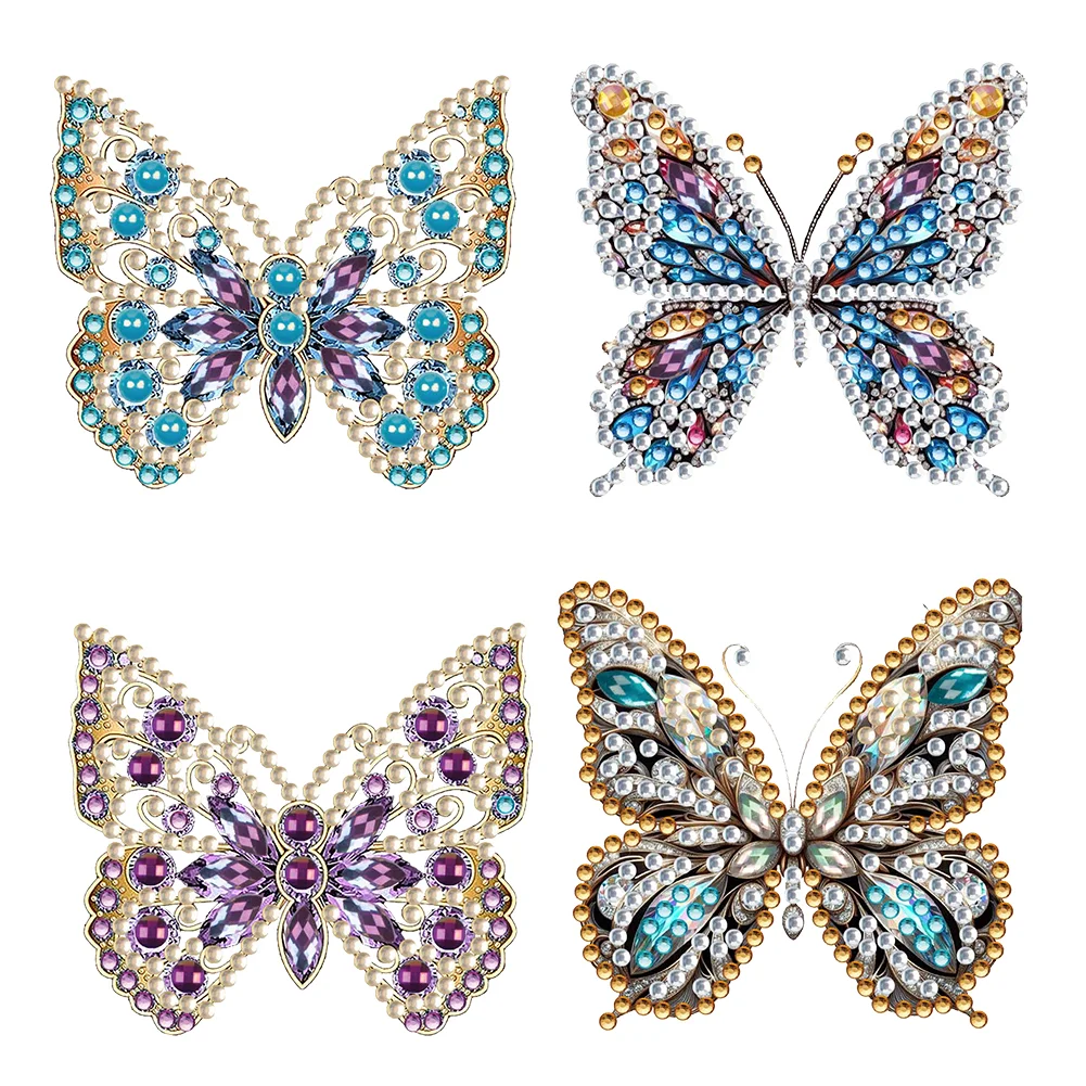 4Pcs Butterfly Diamond Painting Brooch Jewelry Kit for Wedding Party Gift