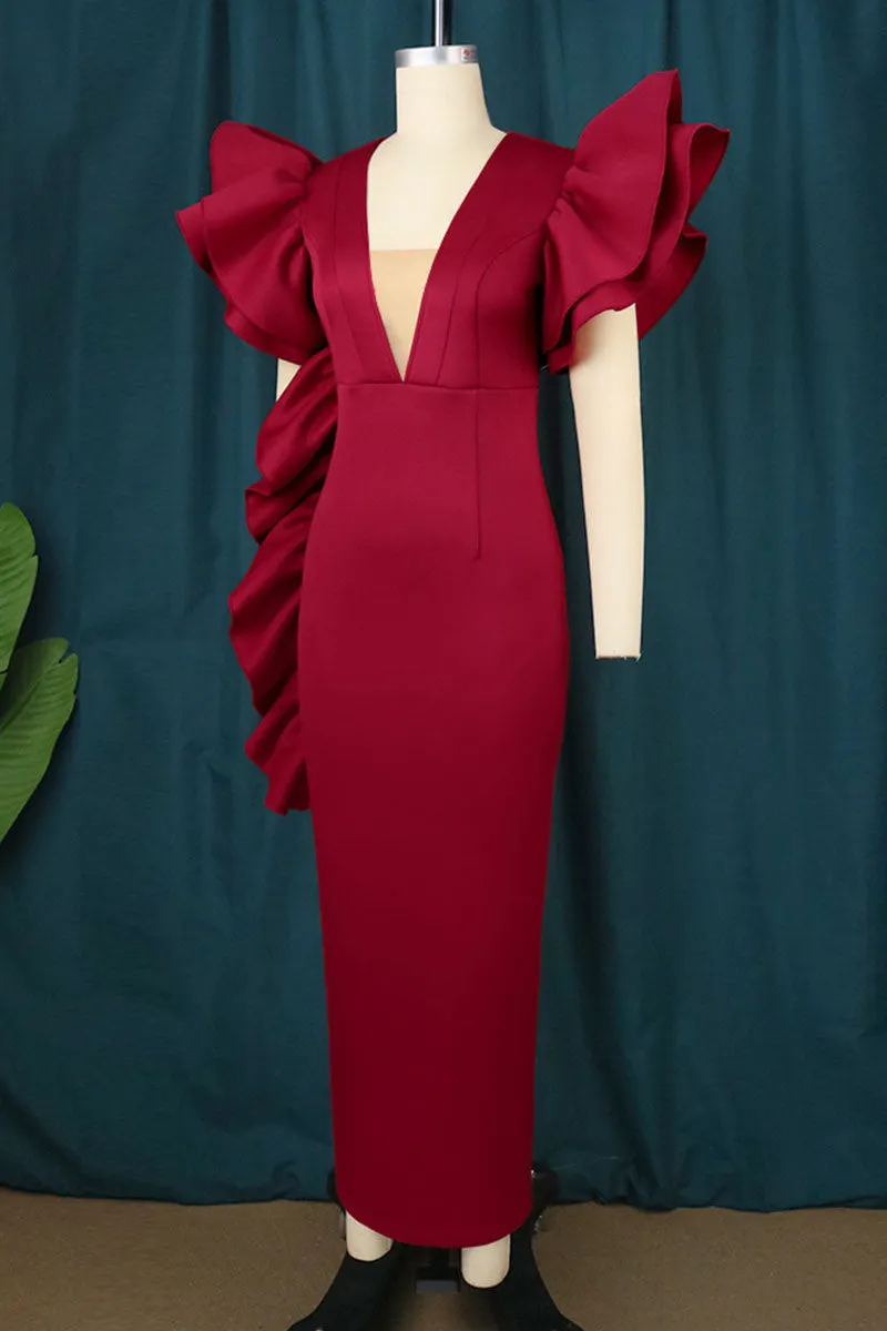 Elegant Formal Solid See-through Evening Dress Dresses