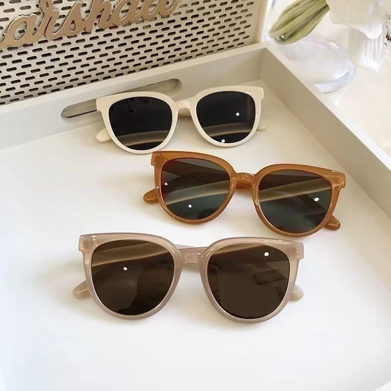 Minimalist Solid Color Pc Round Frame Full Frame Women's Sunglasses
