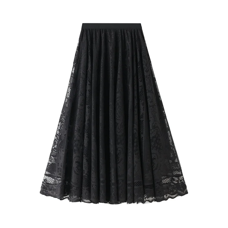 Nigikala Nigikala Lace Skirt Women Autumn Winter With Sweater 2025 New Long-Waisted A-Word Skirt 0851