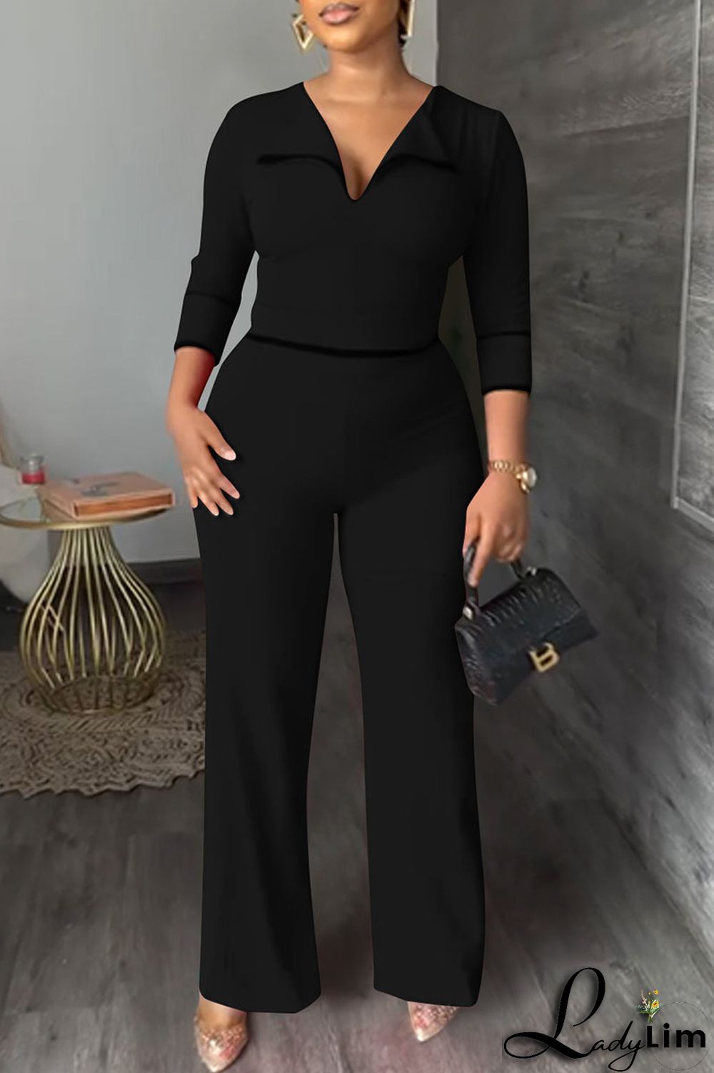 Red Fashion Casual Solid Patchwork Turndown Collar Regular Jumpsuits