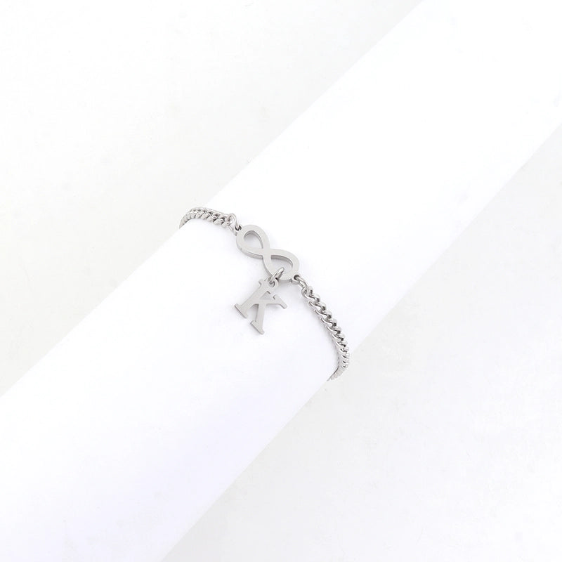 Casual Minimalist Classic Style Letter Infinity 201 Stainless Steel 304 Stainless Steel Cuban Link Chain Curb Chain Bracelets In Bulk
