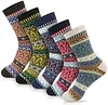 Winter Thick Soft Wool Vintage Pattern 5 Pairs Socks For Christmas Gift