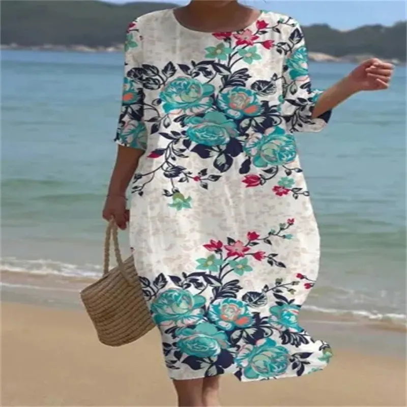 Churchf Churchf New Women's Floral Art Print Leisure Vacation Dress
