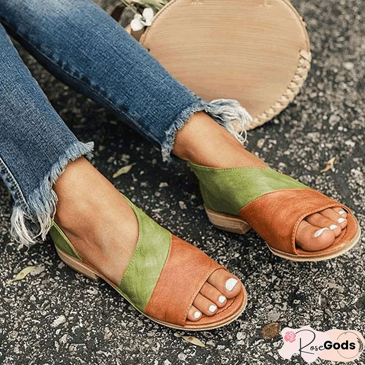 Women Daily Low Heel Panel Sandals