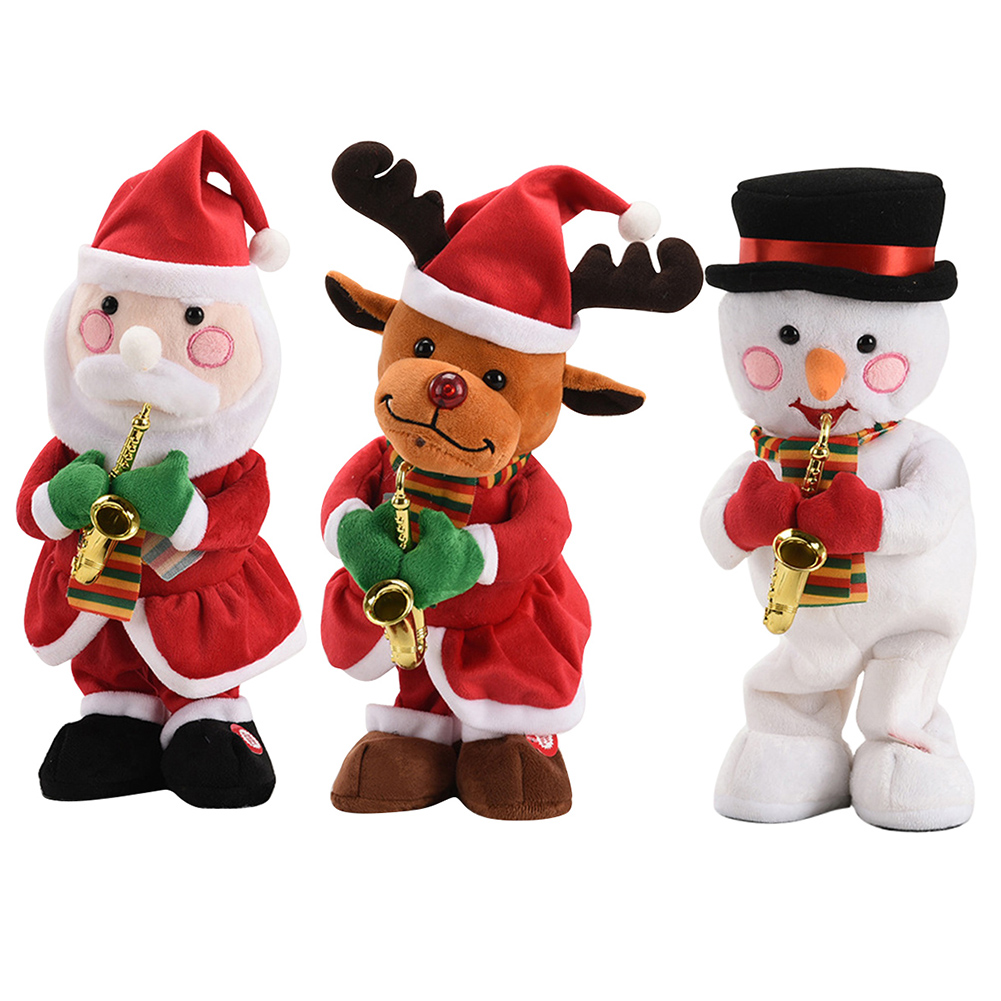 

Christmas Singing and Dancing Santa Claus Elk Snowman Electronic Plush Toys, 501 Original