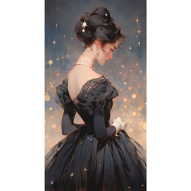 Beauty In Black Dress 11CT (40*70CM) Stamped Cross Stitch