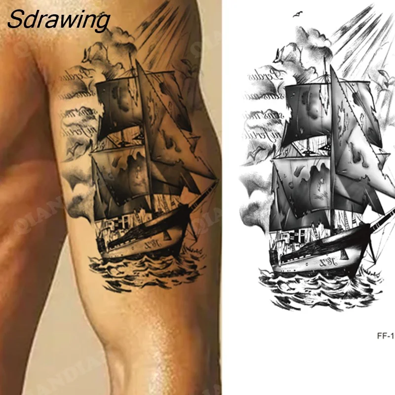 Sdrawing New Waterproof Temporary Tattoo Sticker Lion King Tiger Wolf Forest Mechanical Wild Boat Men Body Art Arm Fake Tatoo Women 328-0