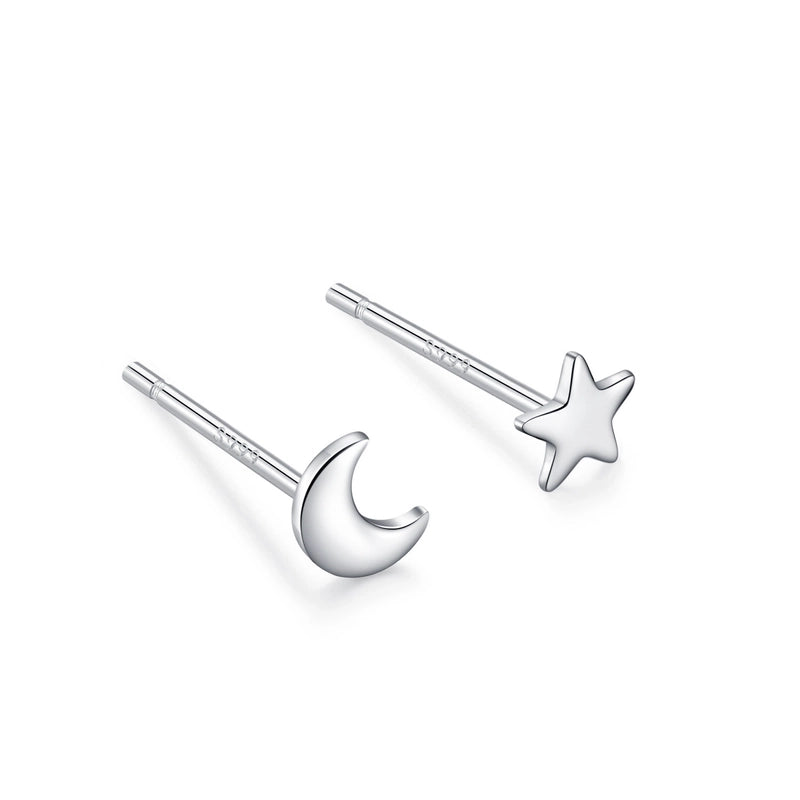 1 Pair 925 Sterling Silver Star Heart Shape Ear Studs