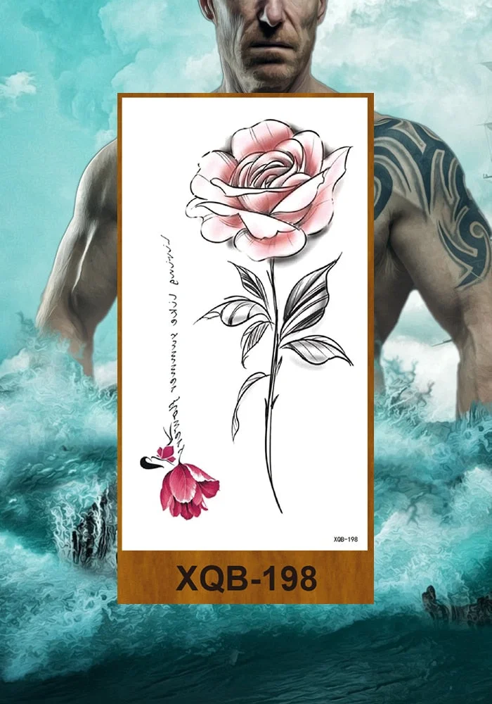 Temporary Tattoos Stickers Women Girls Arm Waist Buttocks Chest Art Fake Tatoo Sexy Flower Bush Peony Rose Lily Body Face Jewels