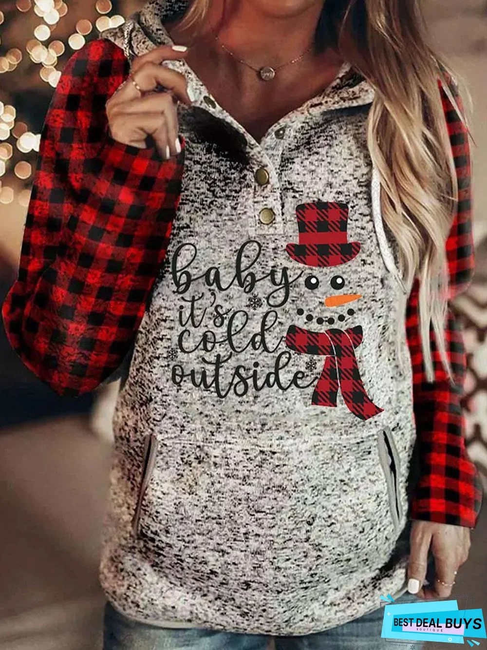 Casual Christmas Snowman Tunic Sweatshirt