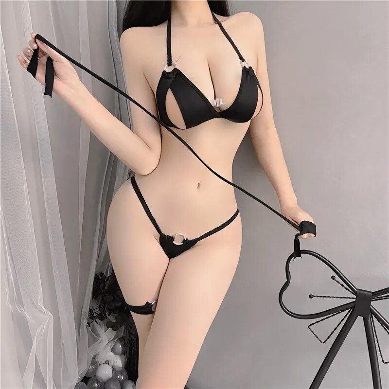 Plus Size Lace-up Japanese Split Bikini Mini Exotic Pants