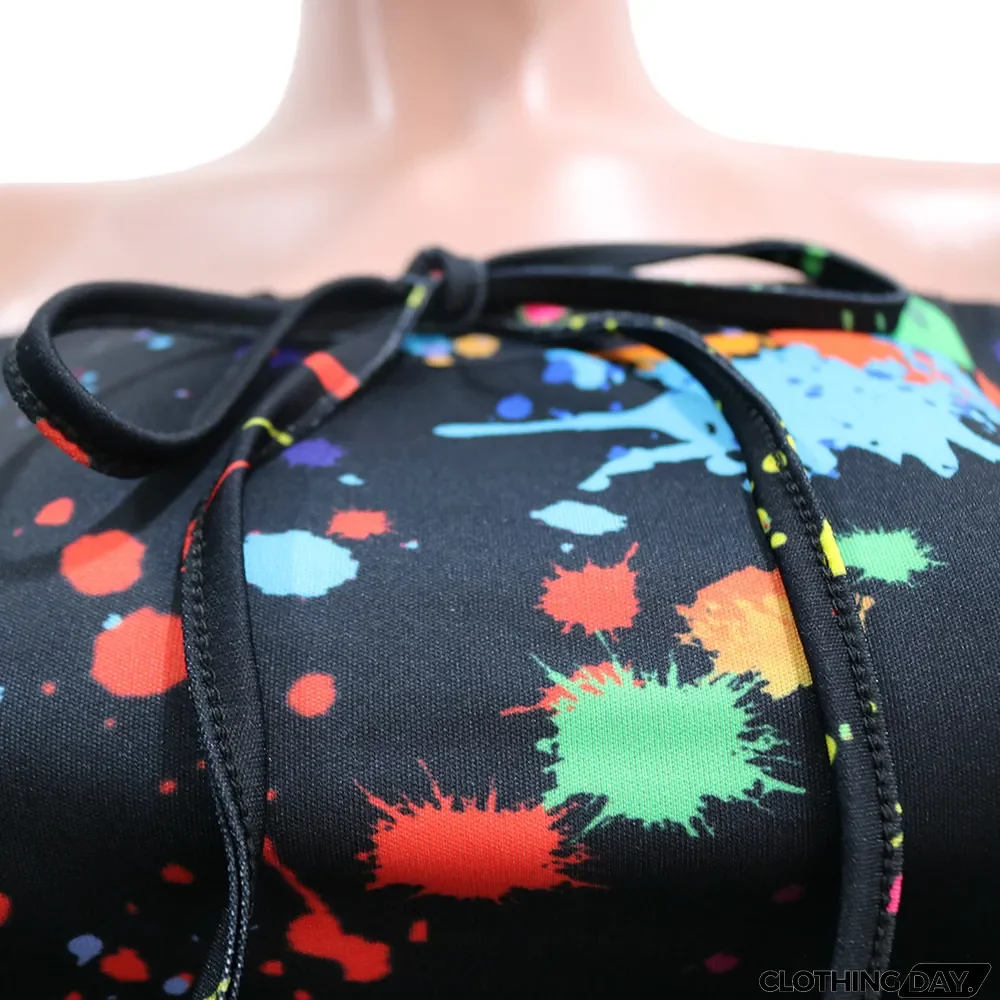 Casual Printed Off Shoulder Long Sleeve 2 Piece Suits