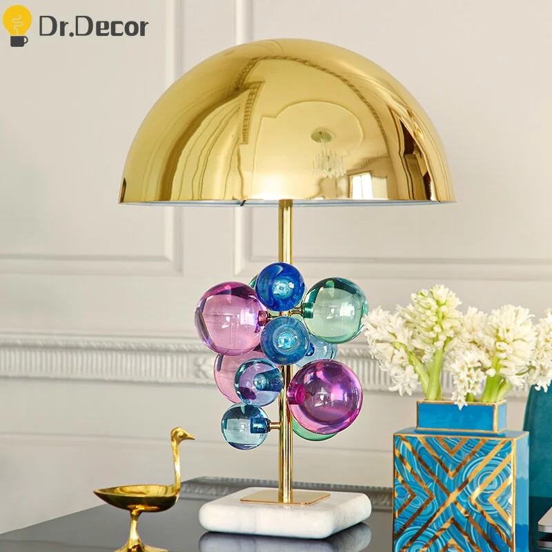 Modern Led Table Lamp Nordic Stained Glass Table Lights Bedroom Bedside LED Desk Lamps for Living Room Home Decor Light Fixtures