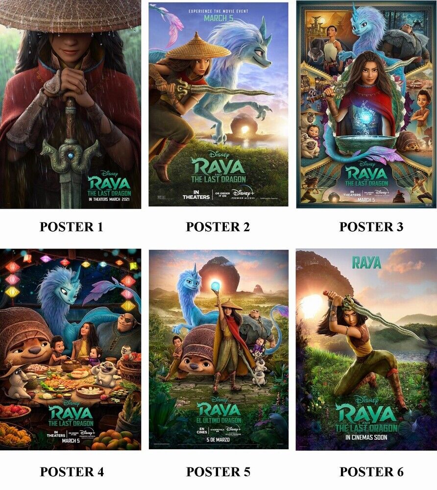 RAYA AND THE LAST DRAGON - 6 DIFFERENT Photo Poster painting POSTER PRINTS -  POSTAGE