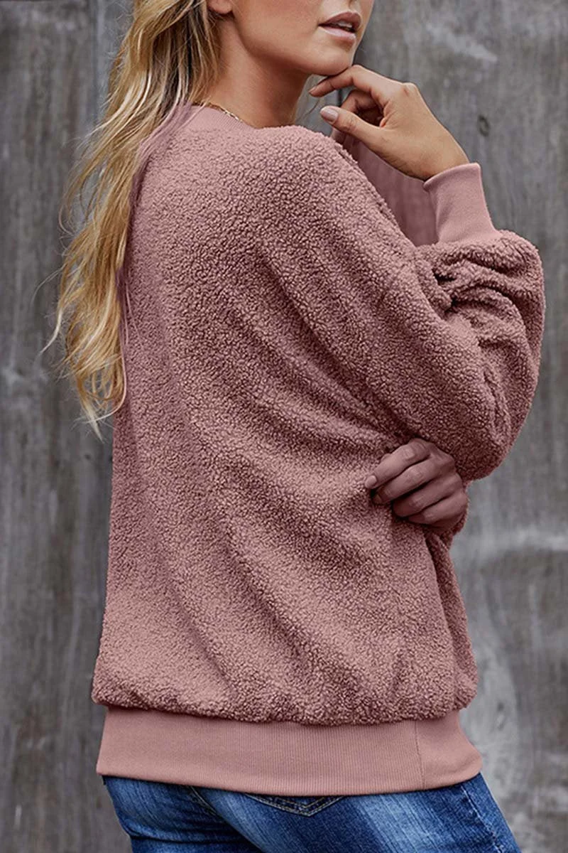 Teddy Plush Sweater Casual Tops