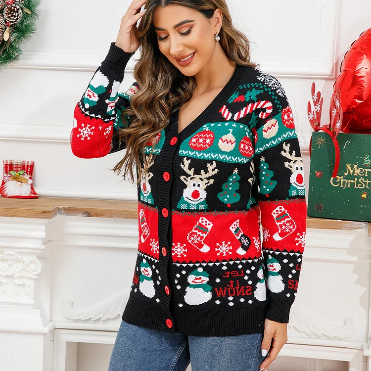 PASUXI Hot Selling Women Winter Women Knit Sweater Custom Knitwear Tops Cardigan Design Sweater Ladies Christmas Sweater huanwei