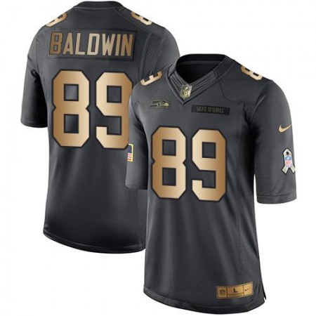 Seahawks #89 Doug Baldwin Black Men's Stitched NFL Limited Gold Salute To Service Jersey