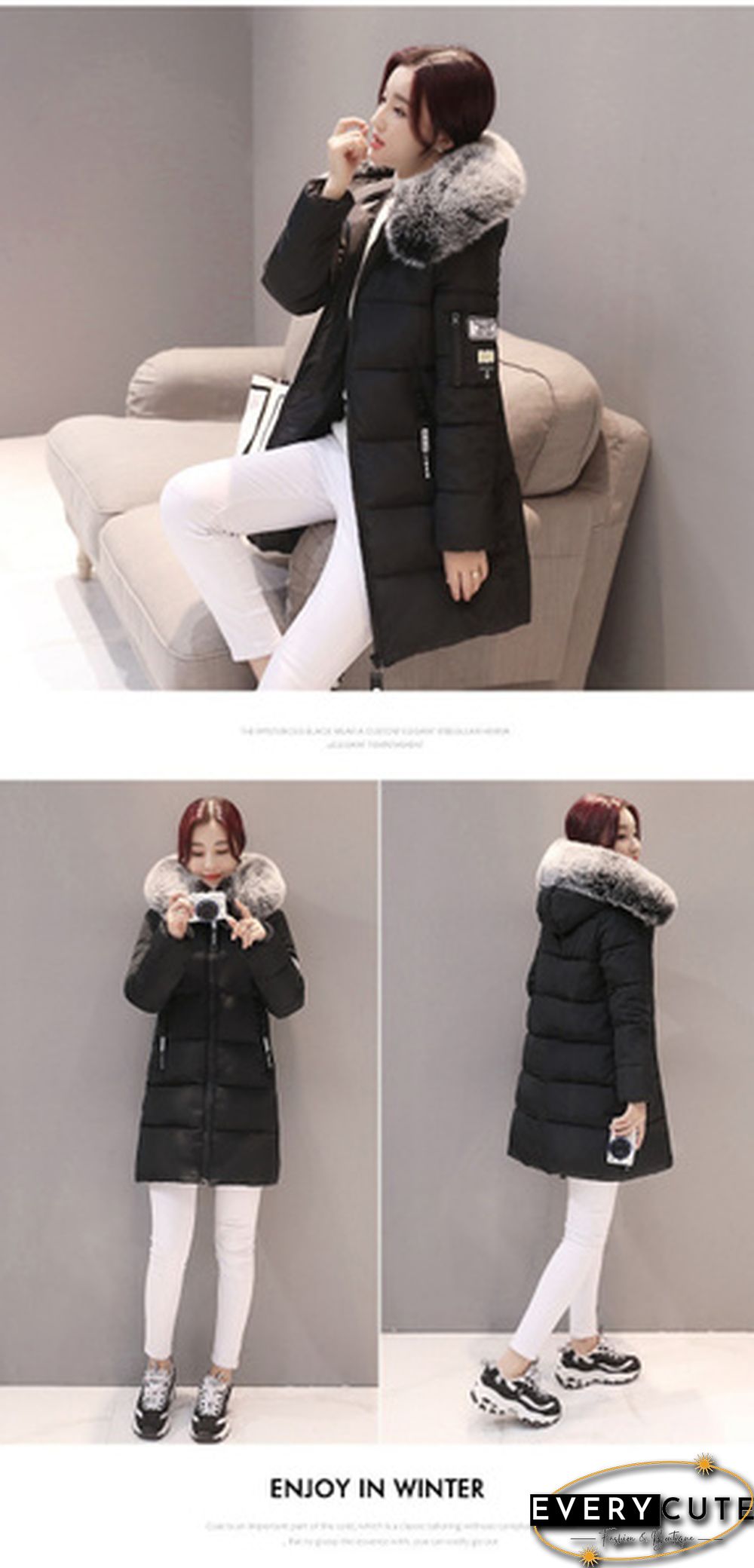 Winter Warm Long Coats Women Fashion Winter Long Fur Hooded Cotton Cotton-padded Jacket Warm Puffer Coats Jackets Warm Parkas