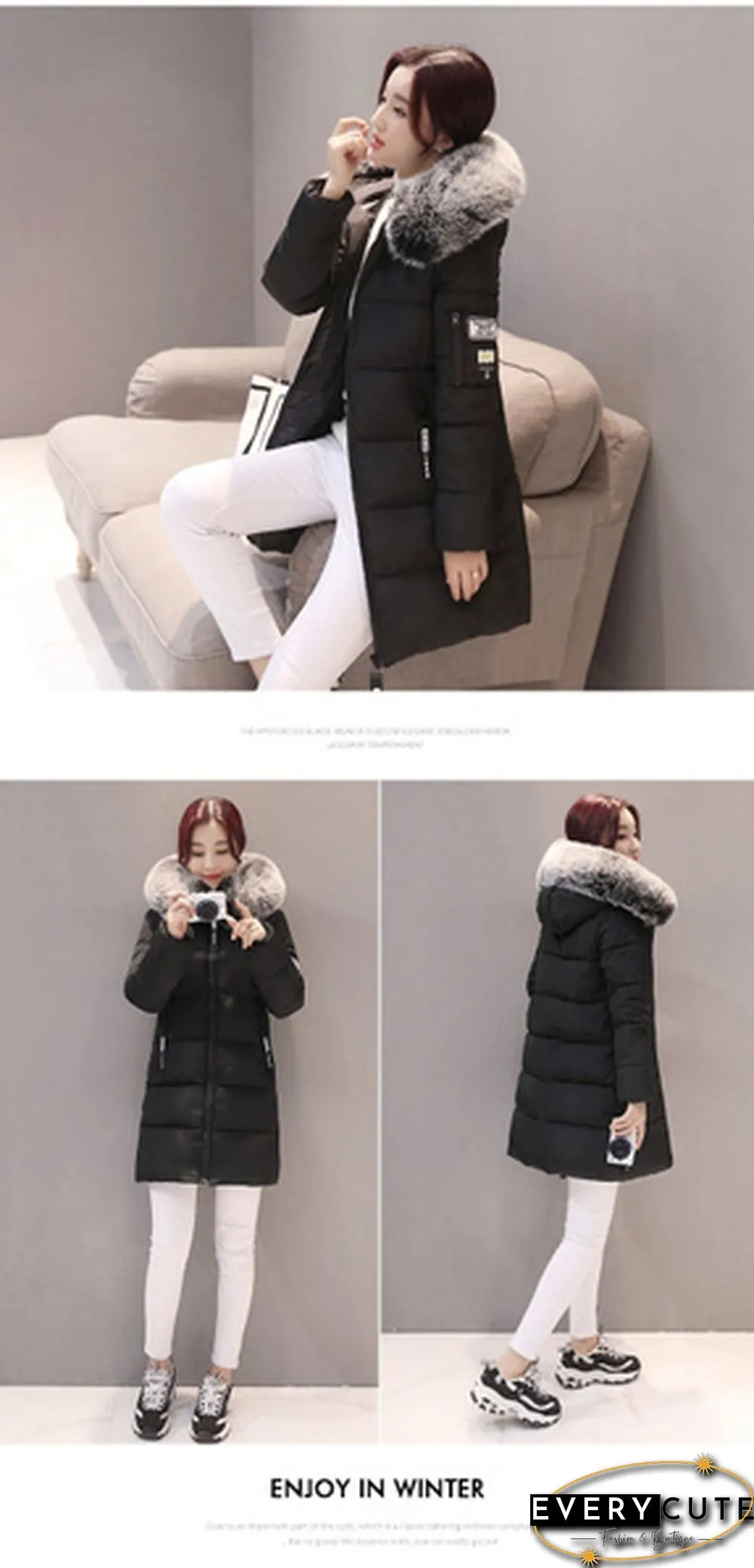Winter Warm Long Coats Women Fashion Winter Long Fur Hooded Cotton Cotton-padded Jacket Warm Puffer Coats Jackets Warm Parkas