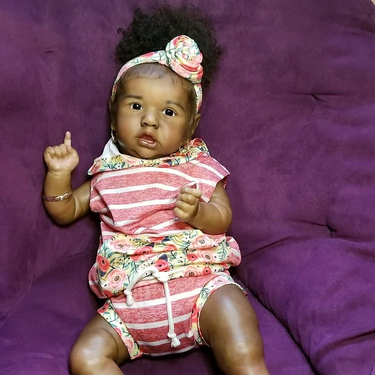  [Black Reborn] [Heartbeat💖 & Sound🔊]20'' Nihad Truly Reborn Toddler African American Baby Doll Girl, Best Gift for Children - Reborndollsshop®-Reborndollsshop®