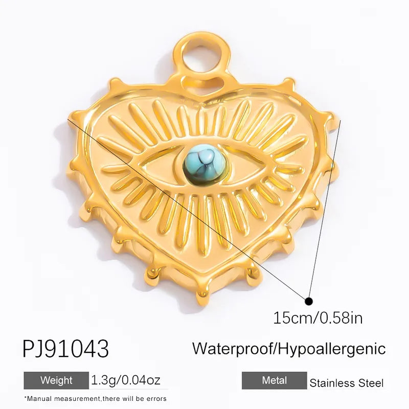 1 Piece 16.47mm 304 Stainless Steel Zircon Geometric Heart Shape Eye Pendant Jewelry Accessories