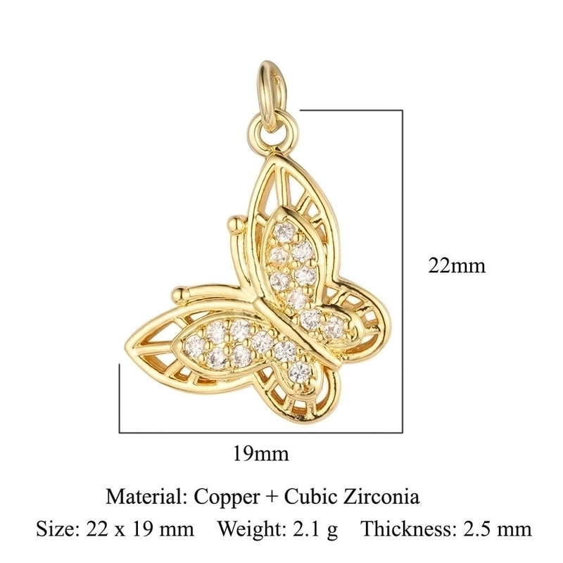 3 Pieces Copper Zircon 18K Gold Plated Dolphin Butterfly