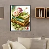 Fleurs et livres-plein rond diamant peinture-30 * 40cm