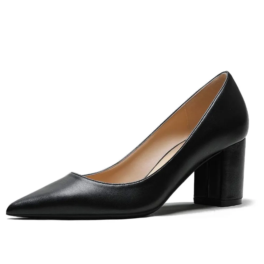 6.5cm /2.55 inch Chunky Heels Comfortable Middle Block Matte Pumps