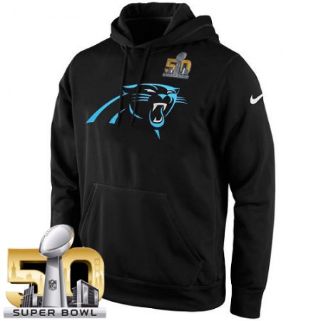 Men's Carolina Panthers  Black Super Bowl 50 KO Logo Essential Hoodie