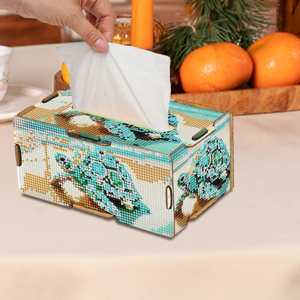 Diamond Painting Tissue Box Kits Decorative Rhinestone Craft Kit (Turtle)