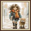 Girl And Dog-14CT Stamped Cross Stitch 42*48cm/16.54*18.9in