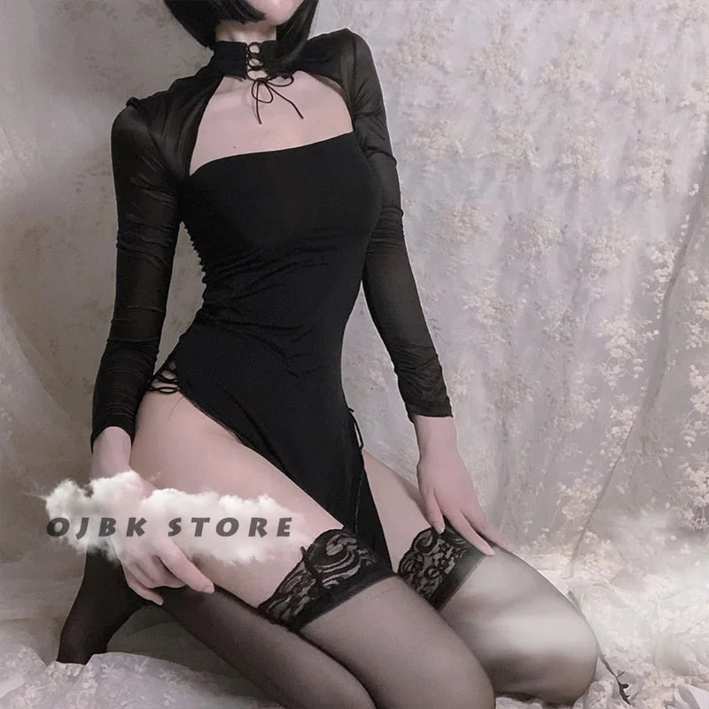 Halloween Dress Womens Sexy Cosplay Lingerie Vintage Vampire Hollow out Costumes Backless Long Fancy Erotic Sleepwear Gift.