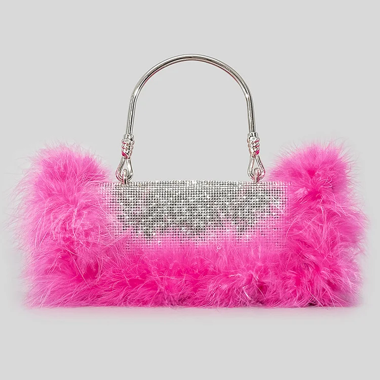 Banquet Feather Rhinestone Clutch Bag