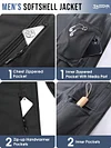 33,000ft Men's Softshell Jacket with Hood Fleece Lined Windbreaker Lightweight Waterproof Jackets for Hiking