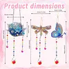 5PCS-2 5D DIY Diamond Painting Wind Chimes Suncatcher Kit Double Sided Diamond Art Kits Suncatcher with Crystal Pendant for Home Wall Window Decor Adults DIY Art Craft