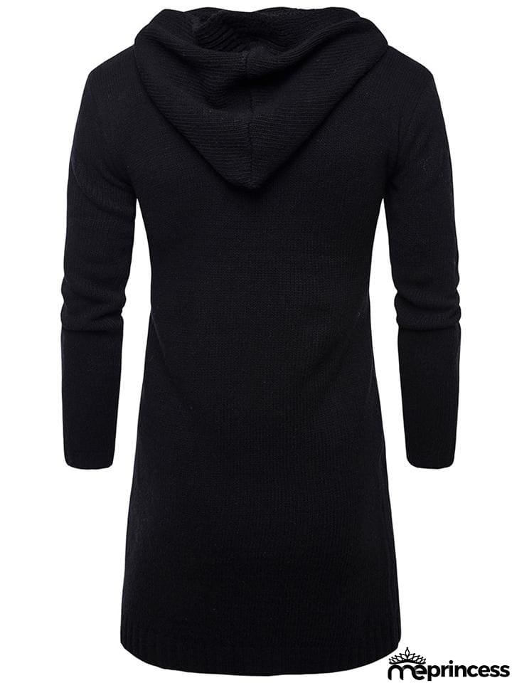 Men's Knitted Long Sleeve Hooded Cardigan
