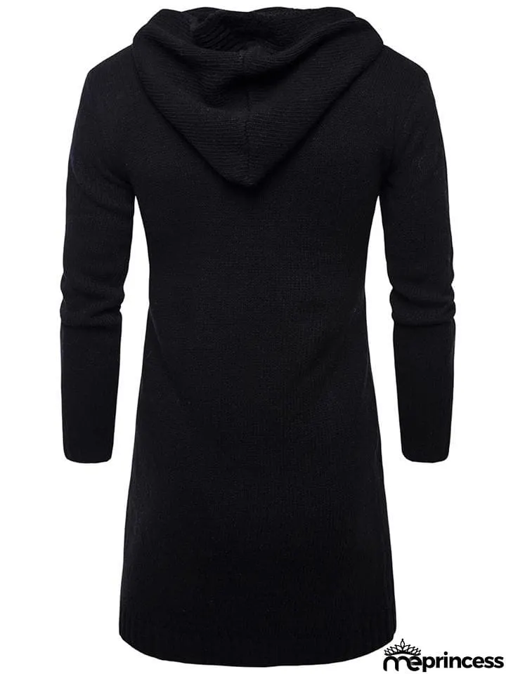 Men's Knitted Long Sleeve Hooded Cardigan