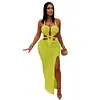 Women's Hot Sexy Knitted Halter Neck Backless Solid Color Dress