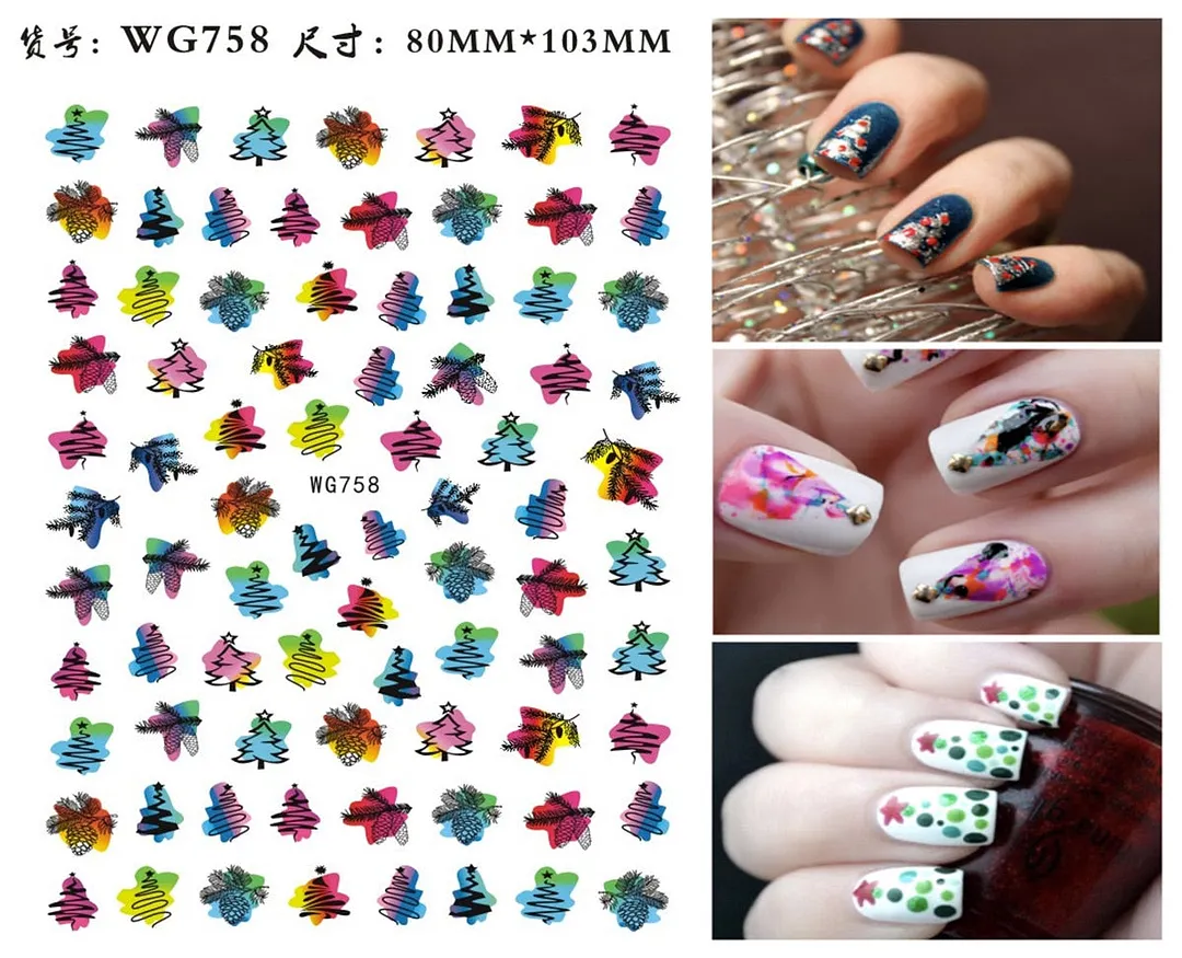3D Christmas Nail Art Sticker For Kids Tattoo Manicure Accessories Snow Man Gift Tree Deers Santa Claus Slider Nail Decals Decor-Nail Inspo